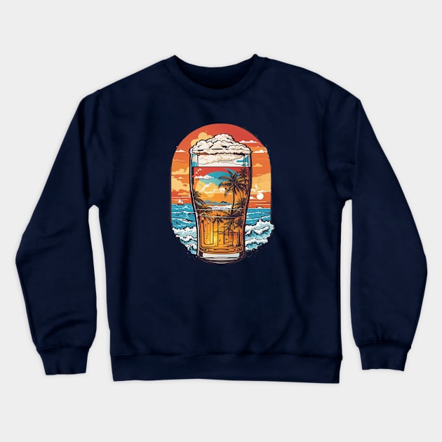 Beer and Beach Lover Crewneck Sweatshirt by adcastaway